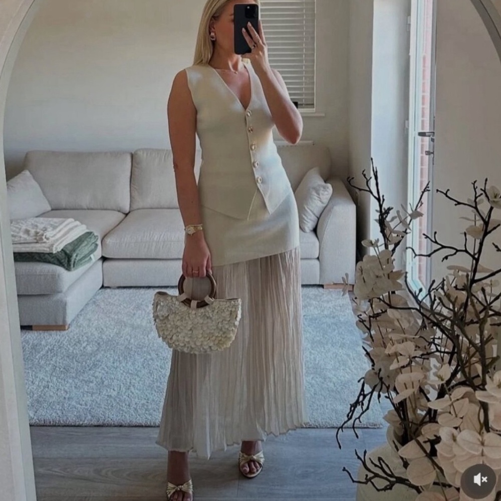 NWT ZARA MIXED PLEATED KNIT SKIRT SIZE S - Picture 7 of 8